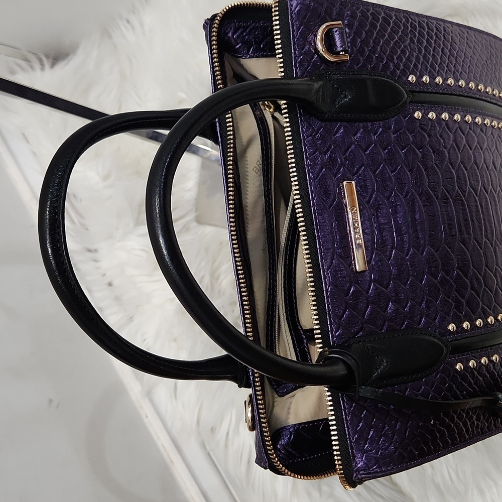 💜🔹️ Brahmin🔹️ Rare🔥 Small Caroline Ultraviolet Altair  Leather + Wallet Set - Picture 11 of 16
